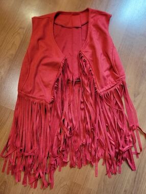 Girl's Red Vest With Tassles